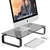Fitueyes Tempered Glass Computer Monitor Printer Machine StandRiser TV Shelf Risers stand 4.7'' High 23.6'' Save Space Desktop Stand for Xbox One/component/flat Screen TV-Black DT106005GB