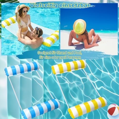 GOLDGE Pack of 2 Air Mattress Pool Inflatable Water Hammock, 4-in-1 Water Hammock with Net Water Swimming Mat Hammock Pool Lounge Floaties, Water Toy for Adults