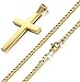 FIBO STEEL Stainless Steel Cross Pendant Necklace for Men Women Curb Chain, 22,24 Inches