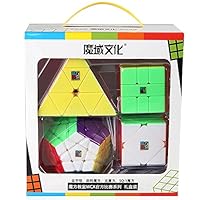 YSMYWM 4PCS Moyu MofangJiaoshi Magic Cube Colorful Megaminx Pyraminx Skewb Square-1 Stickerless Speed Puzzles