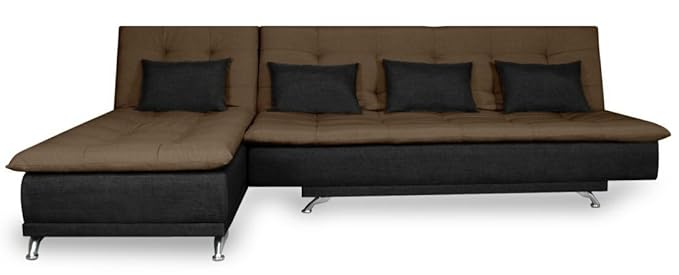 Adorn India Rattan and Cane Aspen Sal Corner Sofa Cum Bed (Brown and Black)