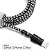 Tera Grand - Apple MFi Certified Lightning to USB-A Braided Cable for iPhone 13/12/11 Pro Max Mini, SE XS Max XR X, 8/7/6 Plus, iPad, AirPods, 4 ft Black/White, (APL-WI114-BKWH)