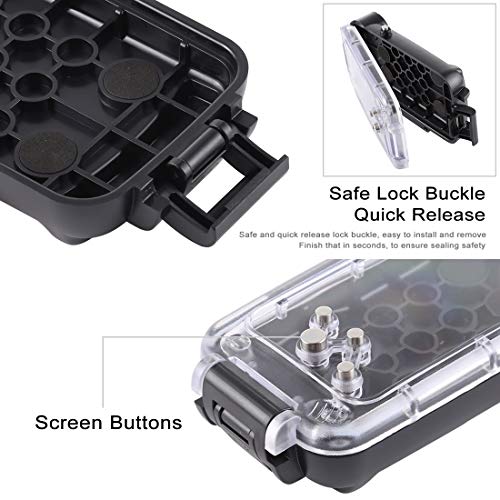 HAWELL iPhone XR Diving Case, Professional [40m/130ft] Surfing Swimming Snorkeling Photo Video Waterproof Protective Case Underwater Housing for iPhone with Lanyard (iPhone XR Black) - Thumbnail 2