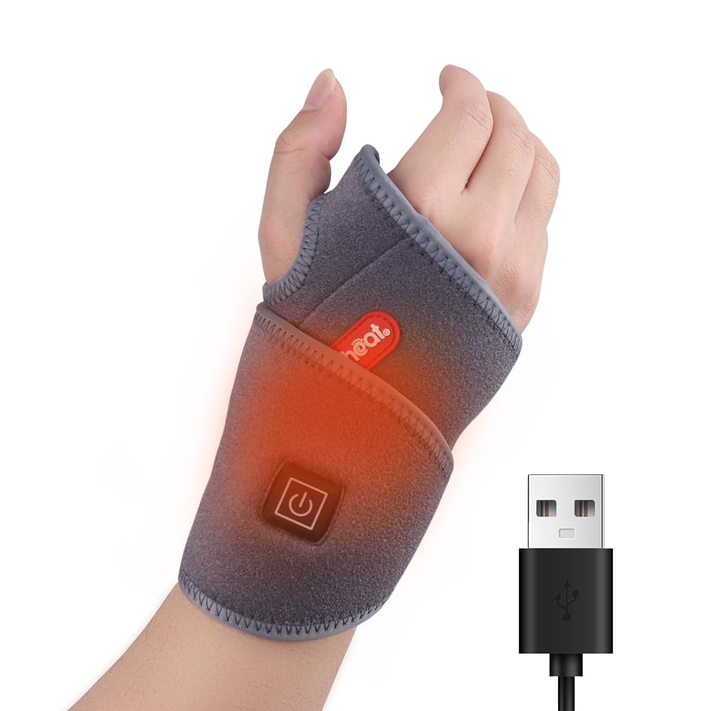 Photo 1 of Comfheat Wrist Heating Pad Wrap, Heated Wrist Brace Heat Therapy for Carpal Tunnel Pain, Sprains, Swelling, Tendonitis Hand Pain - Left Right Hand Grey (Non-Rechargeable)