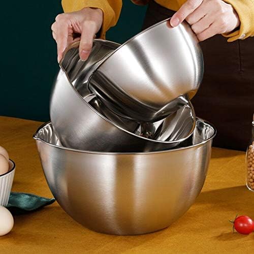 FAB4HOME Mixing Bowls 3 Pieces Stainless Steel Mixing Bowl Set Mixing Bowl with Spout Nesting Metal Bowl for Baking Cooking Food Preparing 1.5L/ 3L/ 5L Dishwasher Safe (18/8 Stainless Steel - Image 4