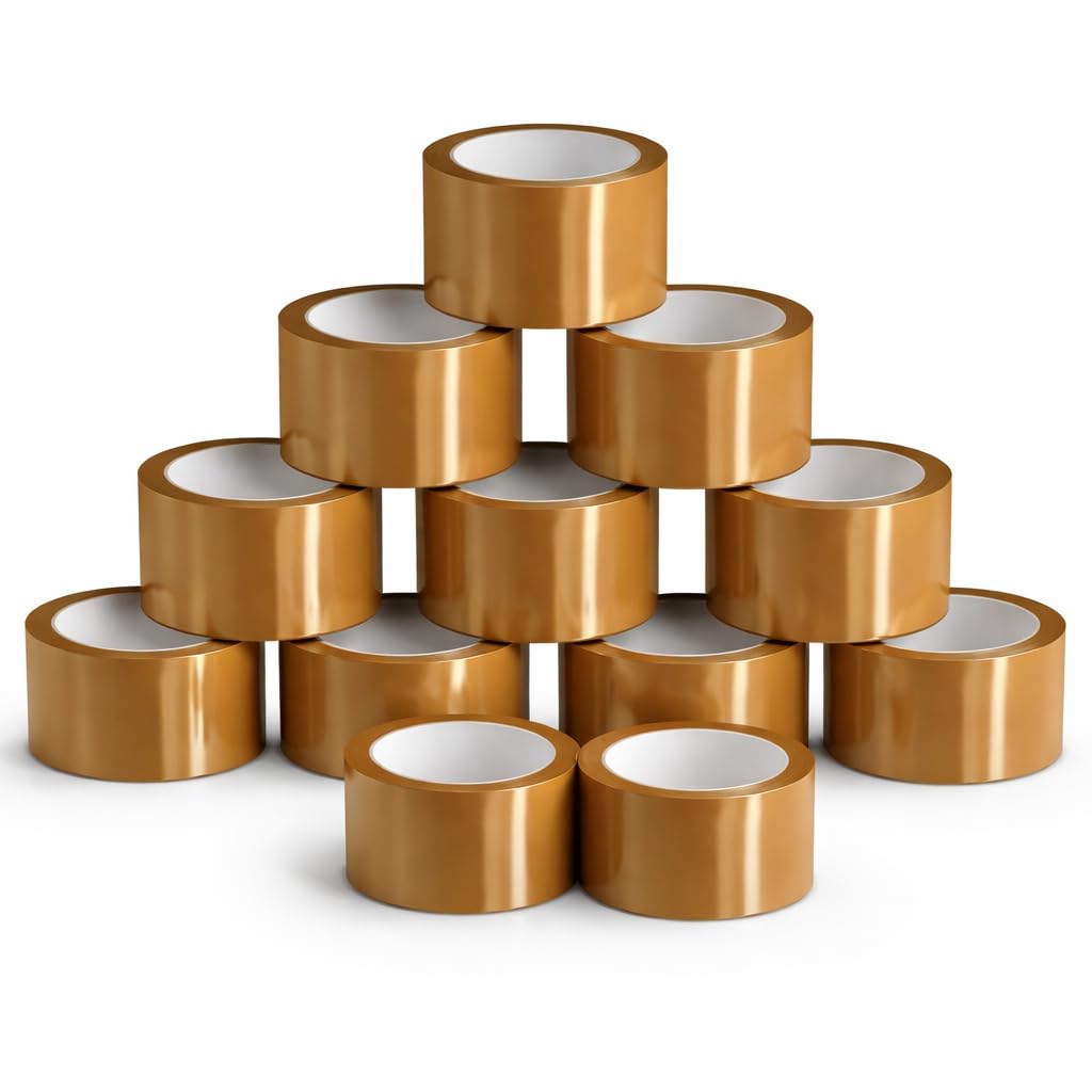 1ABOVE Brown Packing Tape 48mm x 66m (12 Rolls) – Premium 54 Micron Heavy Duty Parcel Tape for Moving, Shipping & Box Sealing