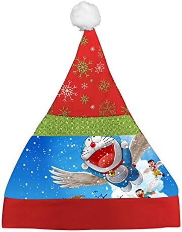 DuaBe Doraemon Christmas Hap Headwear Red Santa Cap X-mas Headwrap Cute Decor
