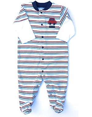 Red and Blue Striped Easy Entry footsie Sleeper, 6 Months