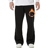BRISIRA Mens Sweatpants Flare Fleece Baggy Pants Wide Leg Warm with Deep Pockets Elastic Drawstring Bell Bottom