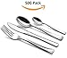 500-Piece Plastic Silverware Flatware Combo, Heavy Duty Looks Like Silver Cutlery - Set Includes 125 Forks, 125 Knives, 125 Soup Spoons, 125 Dessert Spoons, Total of 125 Place Settings