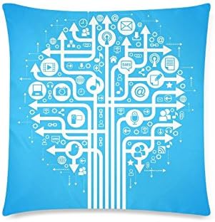 GUNCHU Custom Blue Social Media Decorative Throw Pillow Case Cushion Cover 18"x 18"