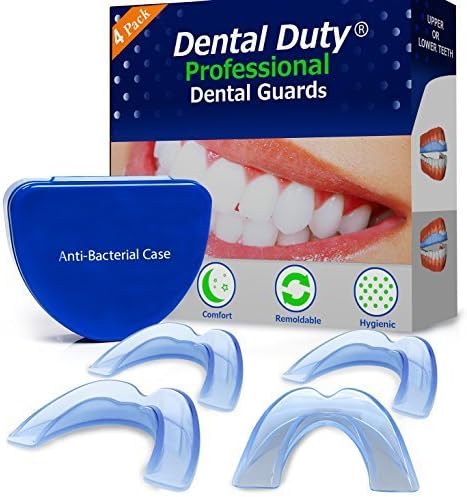 Professional Dental Guard -4(pack)- Stops Teeth Grinding, Bruxism, Tmj, & Eliminates Teeth Clenching .All Orders includes Fitting Instructions & Anti-Bacterial Case. 100% Satisfaction Is guaranteed! by Dental Duty