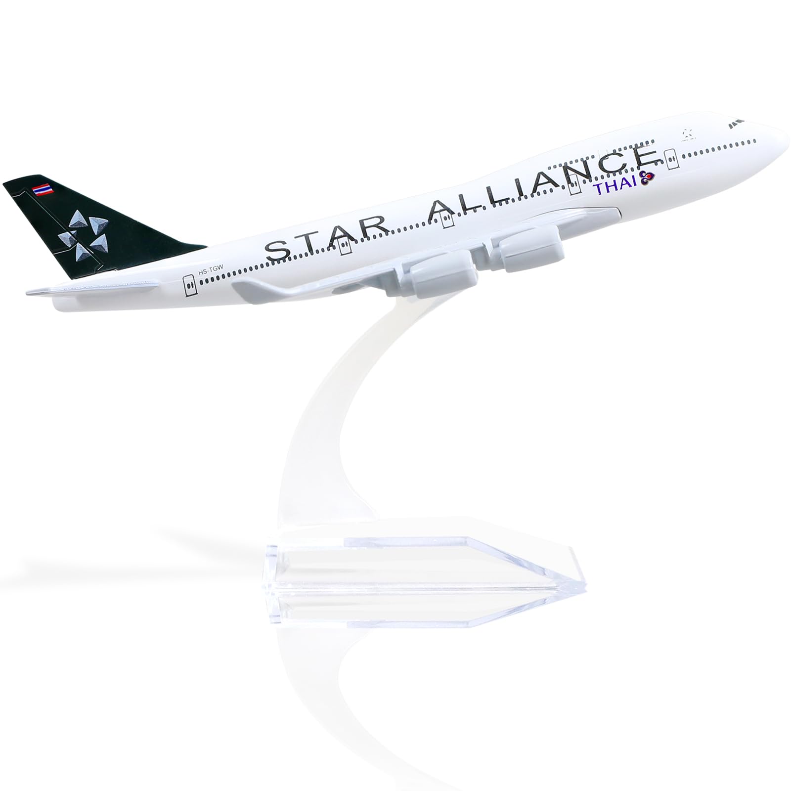 QIYUMOKE 747 Thai Air Alloy Airplane Model -1/400 Die-cast Metal Airplane Model -Model Plane 747 with Stand (6 inches) Gifts for Aviation Enthusiasts, Display Ornaments -Star slliance747