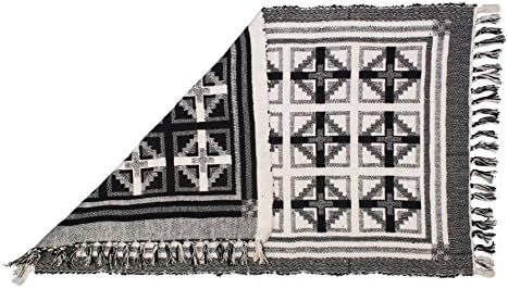 PATTARA ENTERPRISES Handmade Cotton Rug Reversible, Black &amp; White