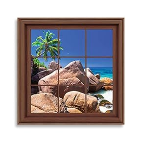 Framed Canvas Home Artwork Decoration View from The Window Canvas Wall Art for Living Room, Bedroom - 16x16 inches