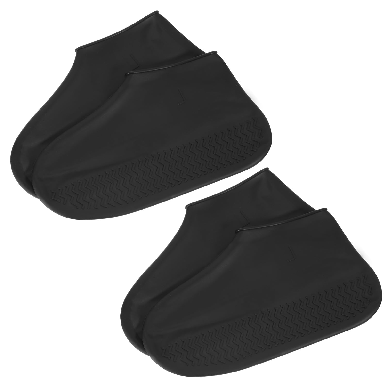 Photo 1 of PATIKIL L Waterproof Silicone Shoe Covers, 2 Pairs Reusable Non-Slip Overshoes Rain Shoes Cover Protectors Galoshes for Outdoor Rain Snow, Black