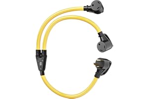 ACKING RV Y Adapter Cord 30 Amp to Two 30 Amp, NEMA TT-30P Male Plug to TT-30R Female with Grip Handle, Heavy Duty STW 10 AWG for RV Trailer Camper,ETL Listed