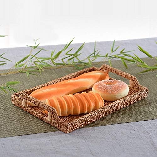 Hand Woven Rattan Serving Tray With Handles For Breakfast Drinks Snack For Dining Coffee Table 14 5 Inch 37 Cm Rectangular Buy Online At Best Price In Uae Amazon Ae