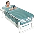 Foldable Bathtub Portable Soaking Bath Tub for adult,Ideal for Hot Bath Ice Bath with Reached Out Hands 53 inch