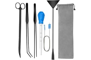 Clean Fish Tank Aquarium Aquascape Tools Kit, 6 in 1 Anti-Rust Aquatic Plant Aquascaping Tool Stainless Steel Tweezers Scisso