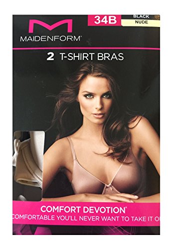 Maidenform Comfort Devotion 2 pack of T-Shirt Bras (Black/Nude)