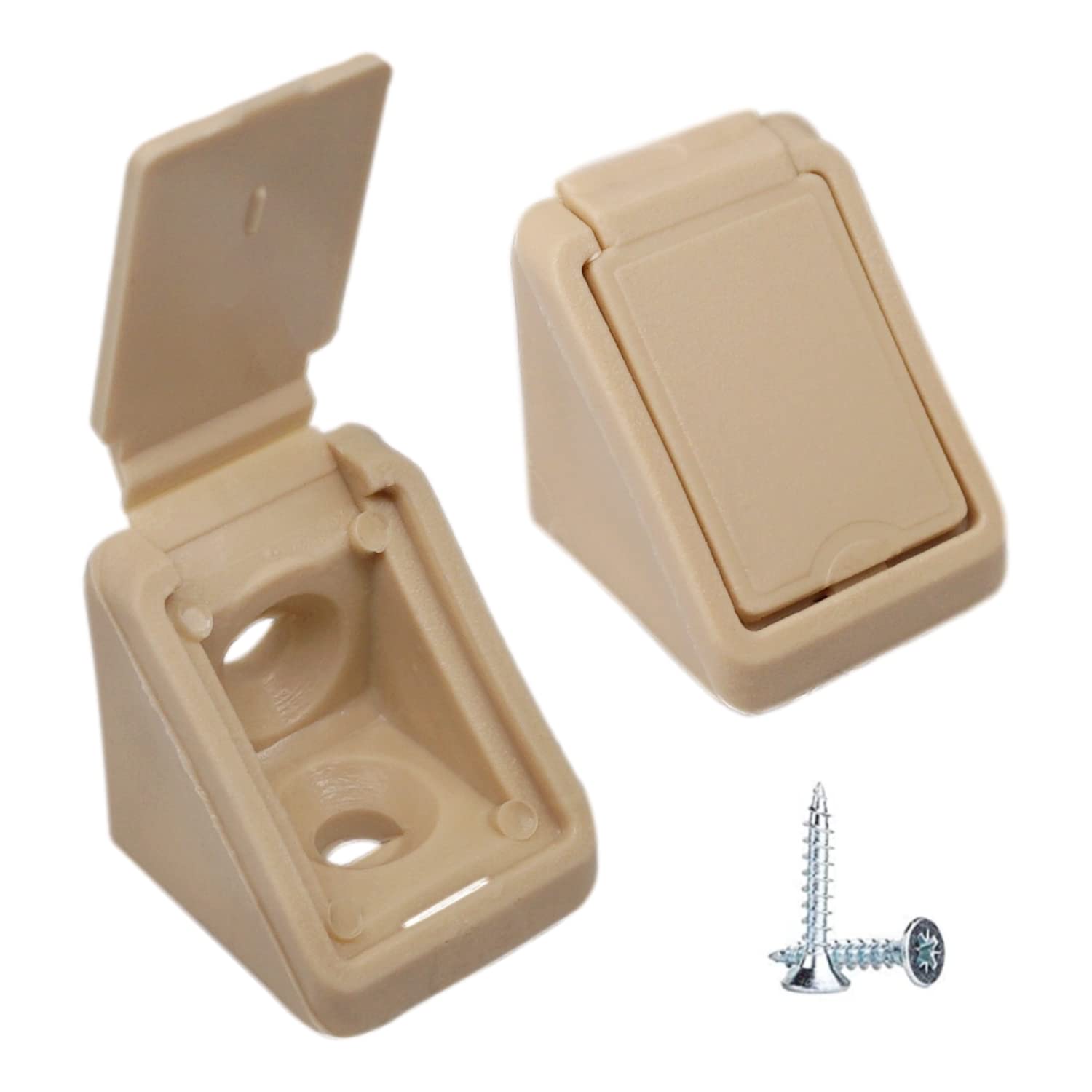 Dima (Pack of 100 pcs) Beige Shelf Brackets 20 x 20 mm, Furniture Corner Joints, 90 Degree Plastic Corner Brace Joint, Right Angle, Screws Included (100, Beige)