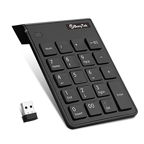 UPC 603470399386, USB Numeric Keypad,BonyTek 19 Keys Numpad,USB Wireless Number Pad with 2.4G Mini USB Numeric Receiver for Laptop Desktop PC Notebook - Black