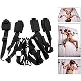 Under Bed Restraint Bandage Set Fetish Restraint System Kit with Adjustable Soft Straps for Couples