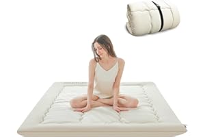 GORTUPI Full Japanese Futon Mattress Foldable Topper Mattress for Floor Tatami Floor Mat Portable Roll-Up Bed for Guest Play mat for Kids Sleeping Pad Beige B