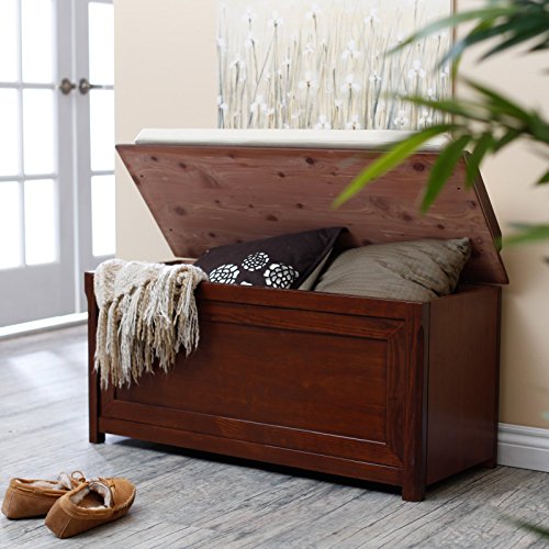 Cedar Chest Mission Bench with Cushion Cherry Furniture