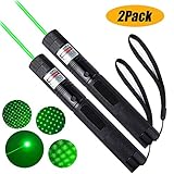 JUSHOOR 2 Pack Green Light Pointer High Power Visible with Adjustable Focus for Hunting Hiking Demonstration Projection Pen Education Real Estate