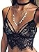 LANFEI Women's Floral Lace Tank Camisole Vest Bikini Bra Crop Top Black FBA US 4 Tag S