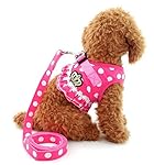 SELMAI Small Dog Harness Pink Leash Set Ladies Polka Dot Vest Mesh Padded Lead for Pet Cat Puppy Girls S