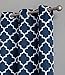 HLC.ME Lattice Print Thermal Insulated Room Darkening Blackout Grommet Window Curtain Panels for Living Room - Set of 2-37 W x 96 L - Navy Blue