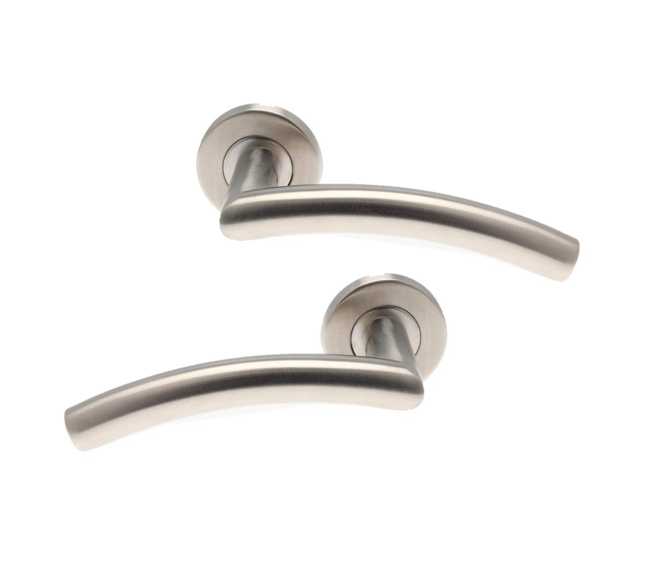 Bricard 666453 Pair of Door Handles on Stainless Steel Rosette Tempo Classic, Square 7 mm