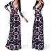 YJWAN Ladies Sexy 3/4 Sleeve Deep V Neck High Waist Floor Length Evening Dress