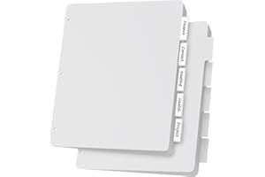 HABGP 3 Ring Binder Dividers with 5 Tabs, 2 Set 5 Dividers Binder, 1/5 Cut Tabs, Letter Size Binder Dividers White, Sheet Protectors 8.5" x 11", 3 Hole Punch Dividers 5 Tab Sets, Total 10 Dividers