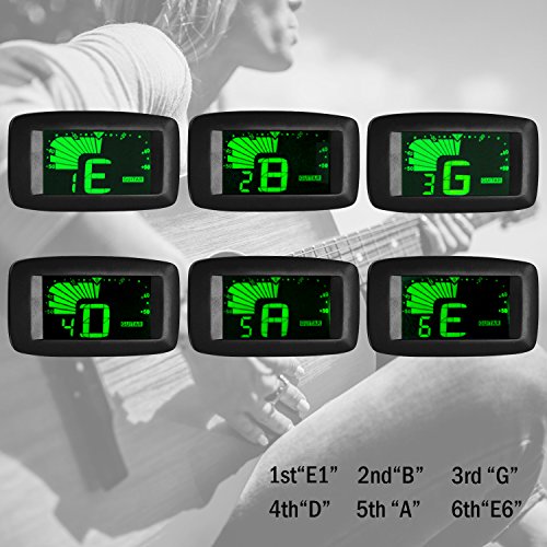 Mugig Guitar Tuner Clip-on Tuner for Guitar, Ukulele, Bass, Violin, Chromatic Tuning, 360 degree bright display, one button simple to use. - Thumbnail 5