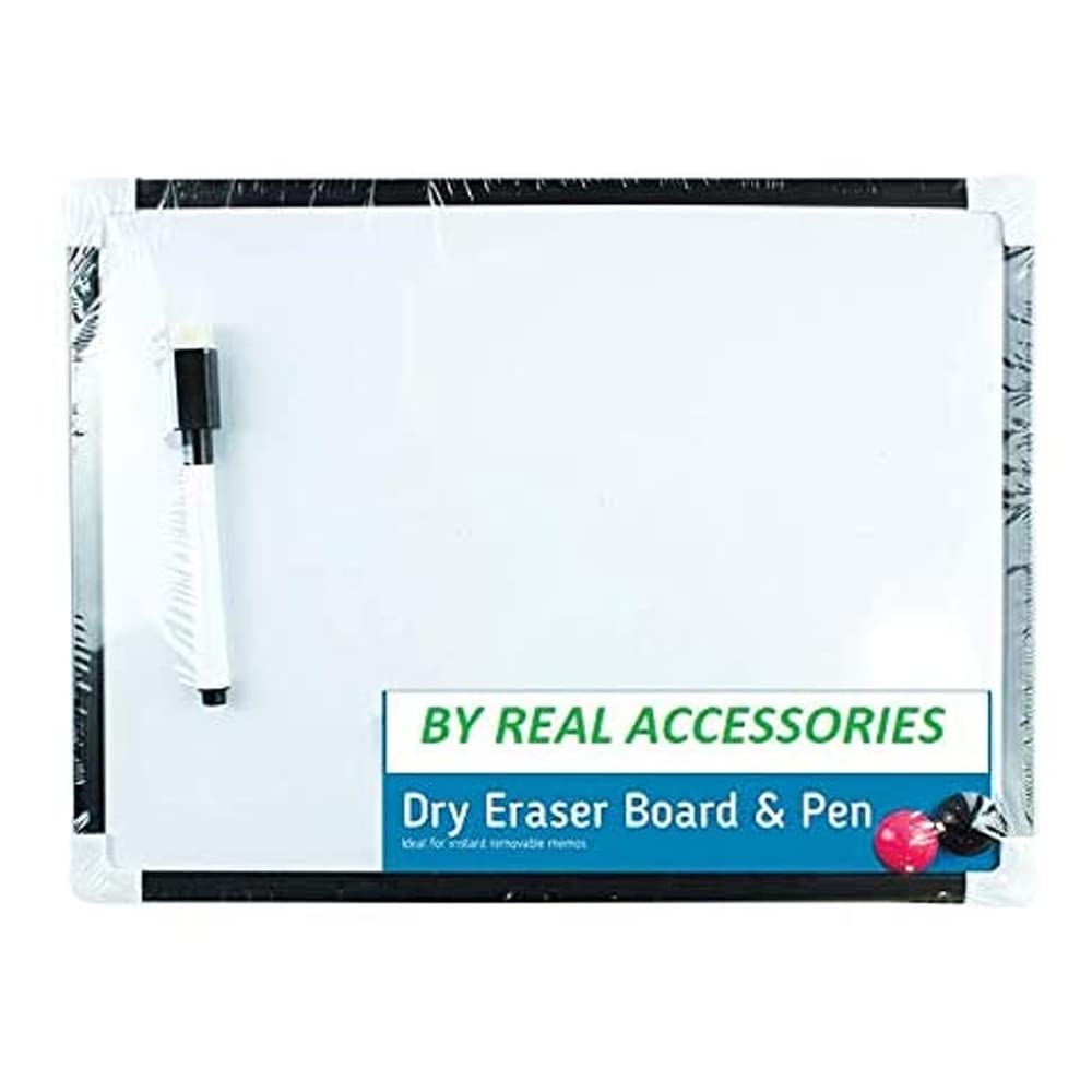Mini Whiteboard GENERISE Dry Wipe Magnetic A4 Small Whiteboard with Marker Pen, Eraser & x2 Magnets (30cm x 22cm) Portable Notice Memo Board for Kitchen Wall, Kids etc