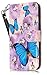 iPhone 8 Plus Wallet Case, iPhone 7 Plus Case Cover, JanCalm PU Leather Wallet Case with [Detachable Wrist Strap][Multi Card/Cash Slots] Stand Flip Magnetic Cover + Crystal Pen (Butterfly/Purple)