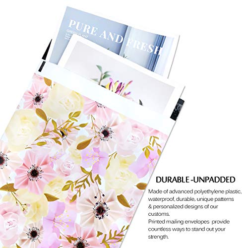 thumbnail image 2 of 100 Pack Poly Mailers 10x13 Inches - Self Seal Shipping Envelopes, Waterproof & Tear-Proof, Vibrant Flowers Print 2 of 12