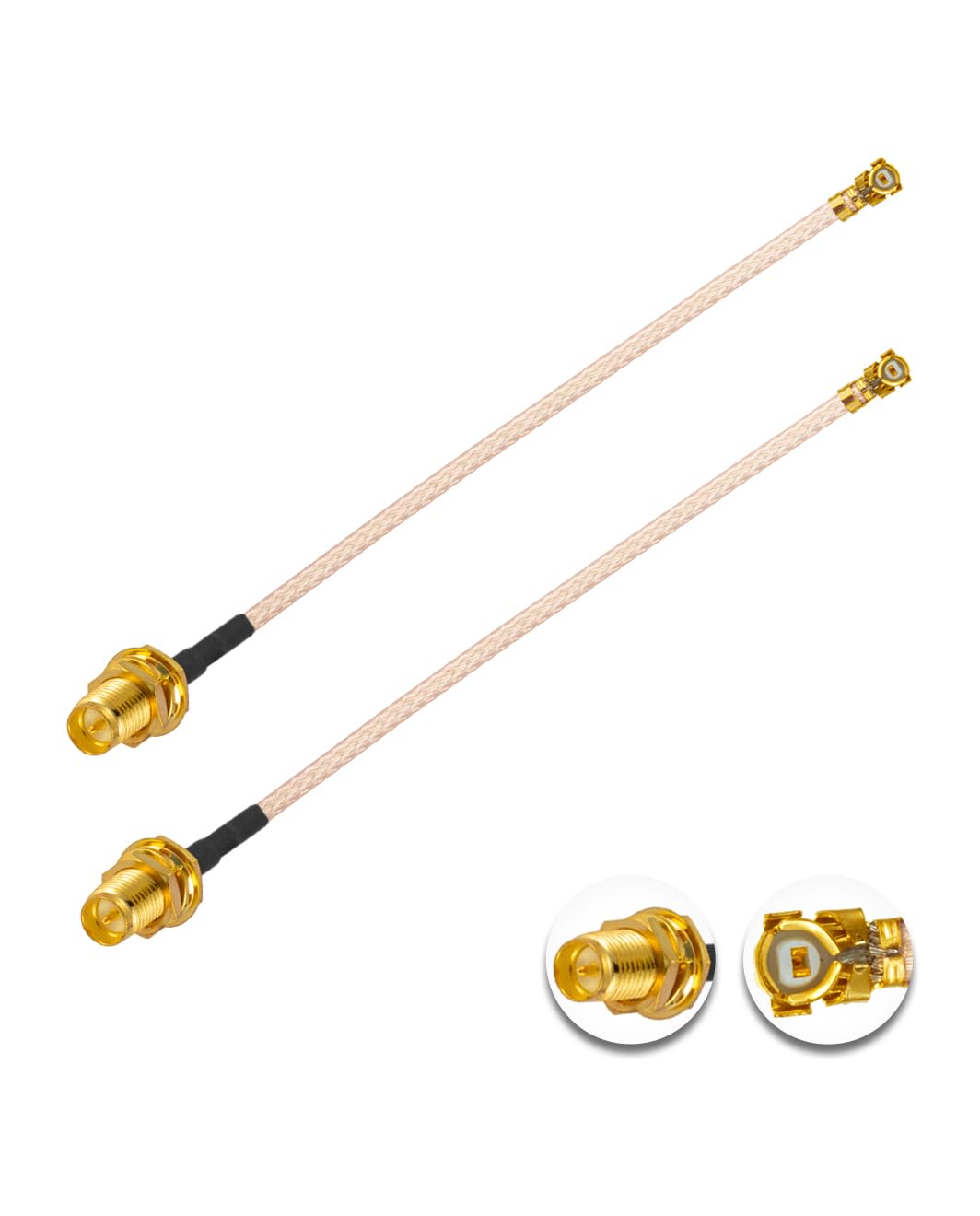 Vecys 2PCS U.F.L1 to RP-SMA Female Low Loss Coaxial Cable 2" /5CM U.F.L1 RG178 Coaxial Pigtail Cable for Wireless Routers Mini PCIE Network Cards PCI Wi-Fi WAN Repeater