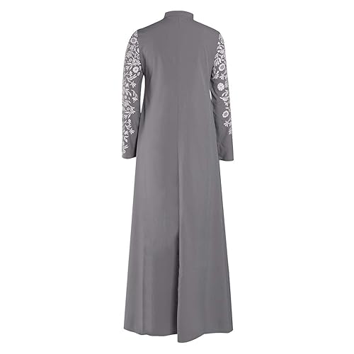 Women Muslim Dress Kaftan Arab Jilbab Abaya Islamic Lace Stitching Maxi  Dress Gray in Dubai - UAE | Whizz Clothing