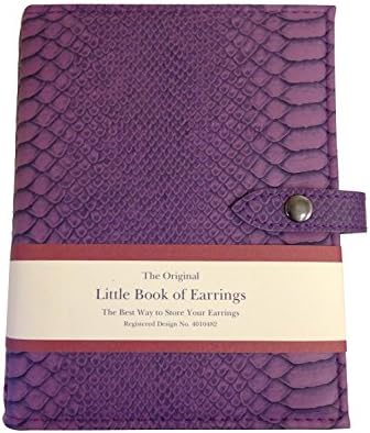 Large Size - Little Book of Earrings - A Small Book for Keeping Your Earrings Safe! (Purple Crocodile)