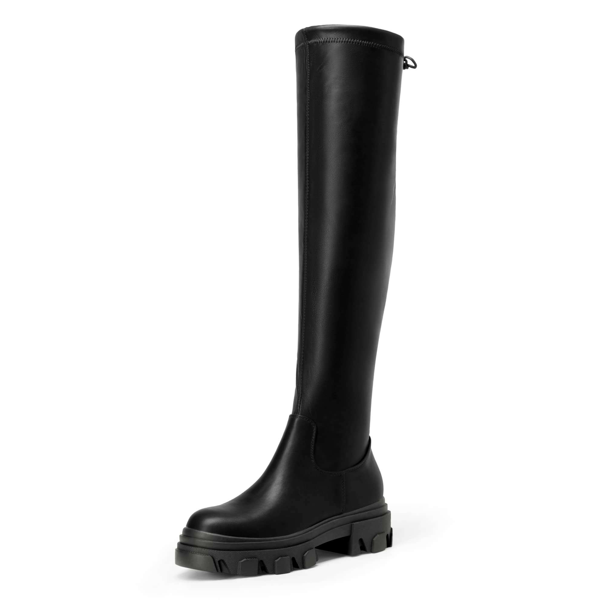 UNILADY Women's Over The Knee Boots - Thigh High Stretch Boots With Chunky 2.2 Inch Lug Sole & Side Zipper - View #6