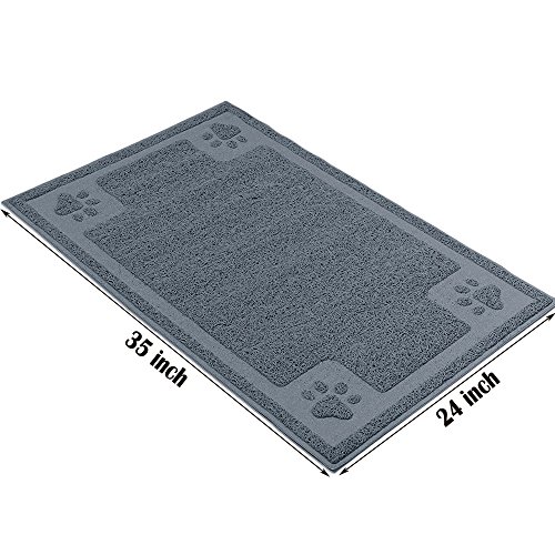 H&ZT Pet Feeding Mat,Pet Bowl Mat for Dogs and Cats,Non-Slip Absorbent Waterproof Dog Food Mat (35"x24", Grey) - Thumbnail 4