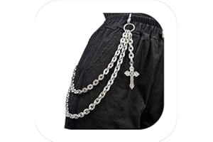 Punk Pants Chain Hip Hop Cross Sword Star Rivet Charm Layered Jeans Chains Wallet Chain Vintage Rock Chains for Women Men Hal