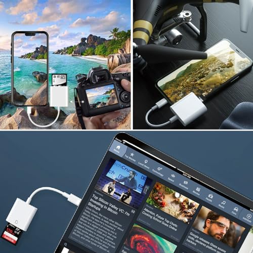 USB C SD Card Reader Type C Memory Card Reader iPhone 17 USBC Micro SD TF Sim Card Digital Camera Adapter Converter to iPhone 16, 15, MacBook Pro/Air, Chromebook, Galaxy and More USB-C Device