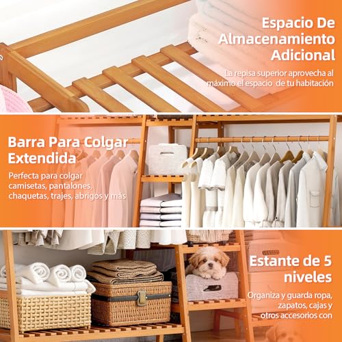 GARUISKY Rack para ropa, Closet armables para ropa con 9 Compartimentos de Almacenamiento, 160x40x140CM Perchero con Estantes, para Balcón, Dormitorio, Sala de estar y Lavandería, Fácil de montar