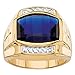 Palm Beach Jewelry Men's 18K Yellow Gold Plated Emerald Cut Created Blue Sapphire and Diamond Accent Ring